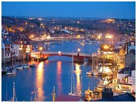 whitby harbourside at night